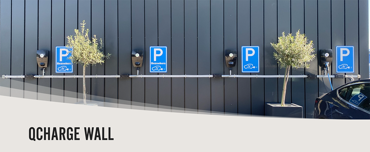 Laadpalen Qcharge Eleqtron tegen muur - Charge wall
