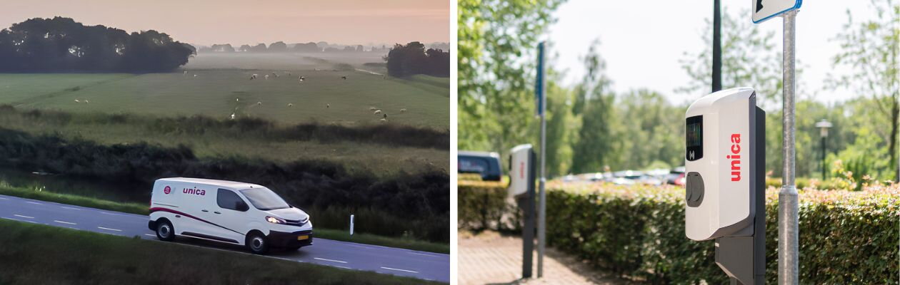 Unica bestelwagen en Unica laadpaal