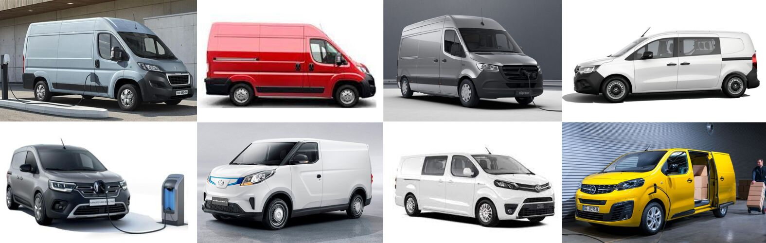 Collagebeeld elektrische bestelbusjes