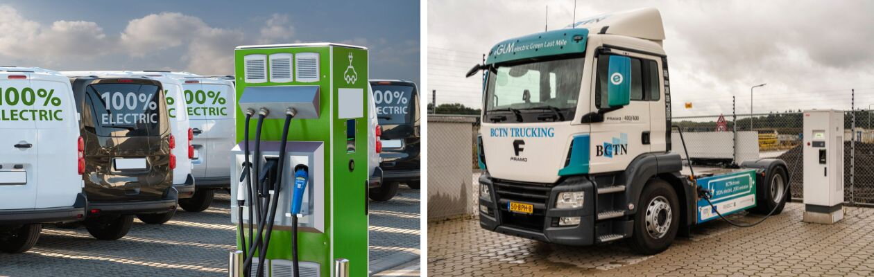 Elektrische bestel- en vrachtwagen laden op aan laadpaal