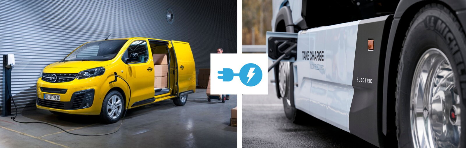 E-truck en e-bestelauto en picto opladen