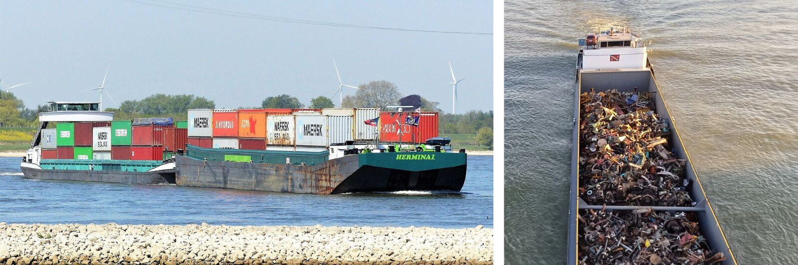 Containerschip en bulkschip 